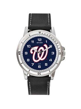 Washington Nationals Watch Classic Sports Mens Black Leather Sparo MLB Merch